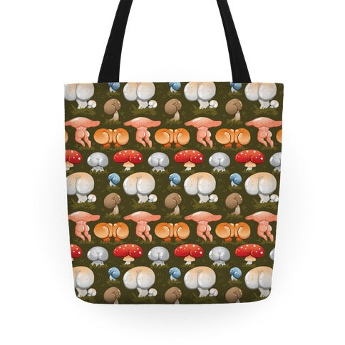 Butt Mushroom Pattern Tote Bag